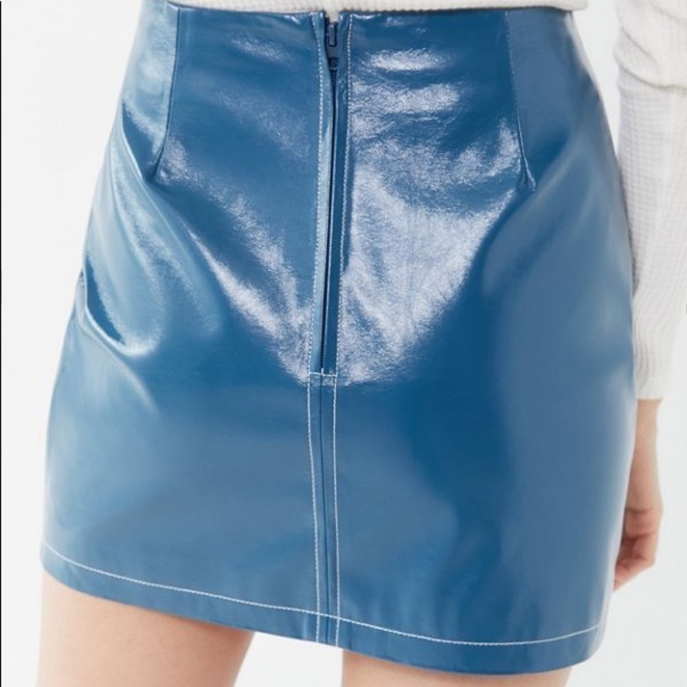 NWOT UO Teal Luna Patent Stitch Mini Skirt - Picture 9 of 9